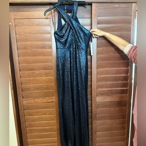 AQUA navy blue sequin dress